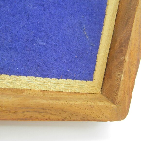 Vintage Hand-Carved Rosewood Stash & Jewelry Box With Brass Inlaid Leaf & Floral - Picture 9 of 13